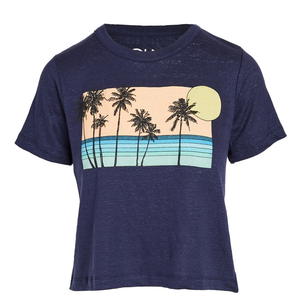 Chaser linen jersey cropped short sleeve easy tee in Avalon.